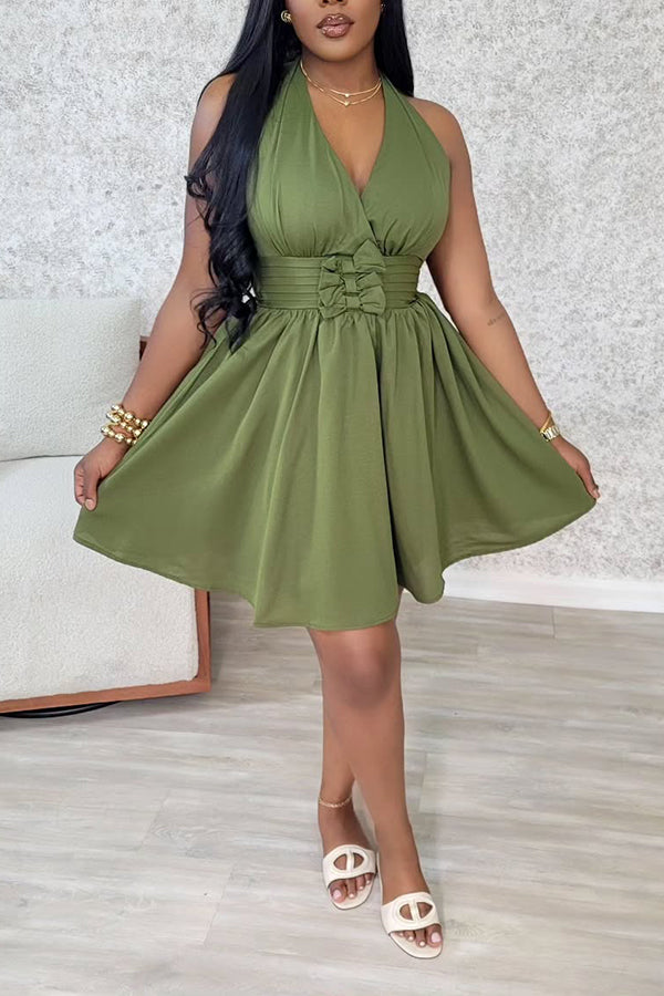 Vacation Halterneck Bow-embellished Dress