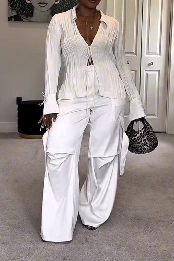 Unique Design Side Draped Straight Pants