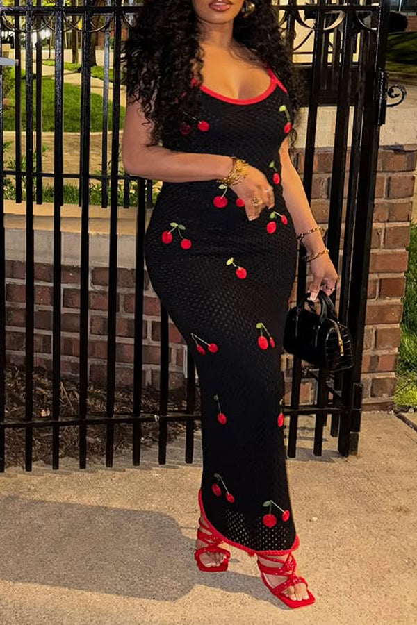 Sweet Cherry Sling Bodycon Dress