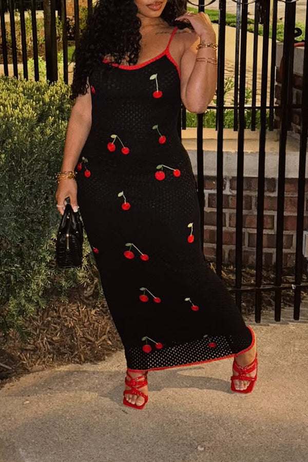 Sweet Cherry Sling Bodycon Dress