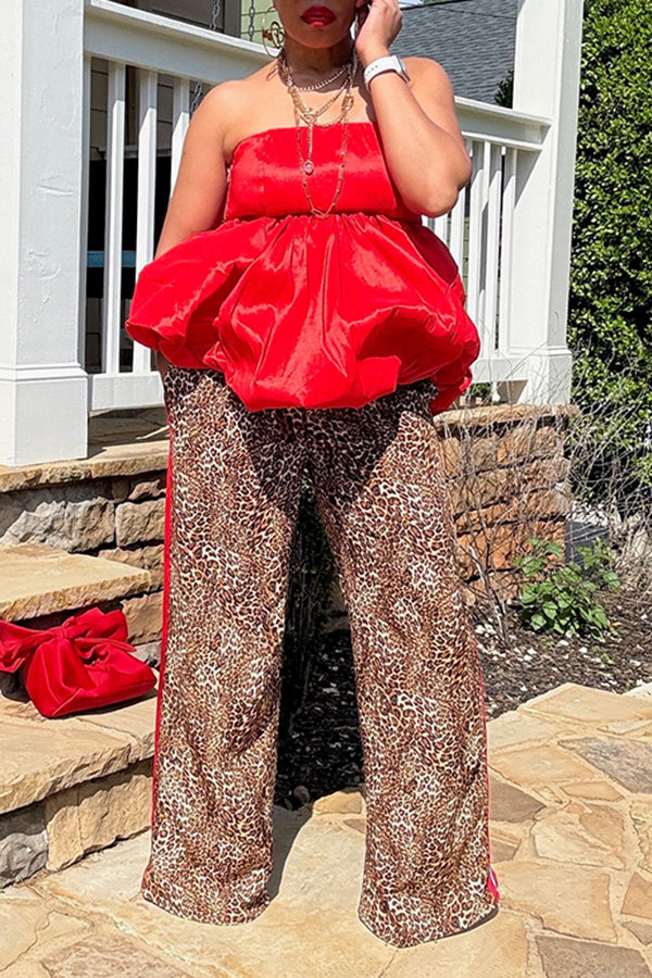 Stylish Bandeau Taffeta Bubble Hem Top