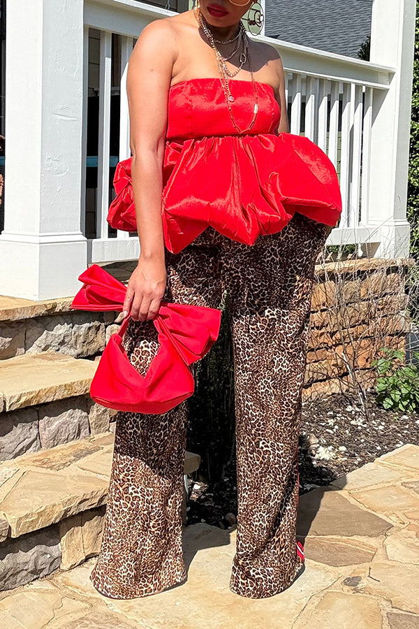 Stylish Bandeau Taffeta Bubble Hem Top