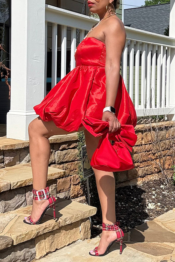 Stylish Bandeau Taffeta Bubble Hem Top