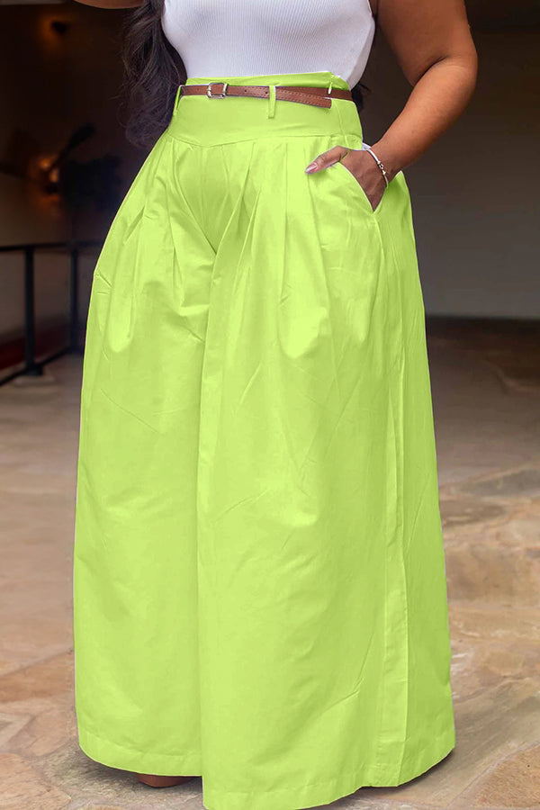 Oversized Belted Design Wide Leg Pants