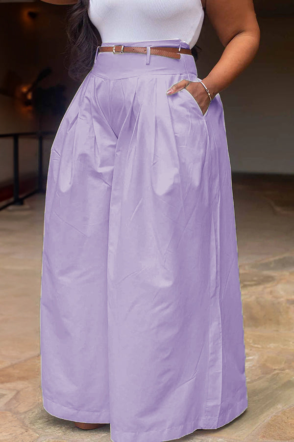 Oversized Belted Design Wide Leg Pants