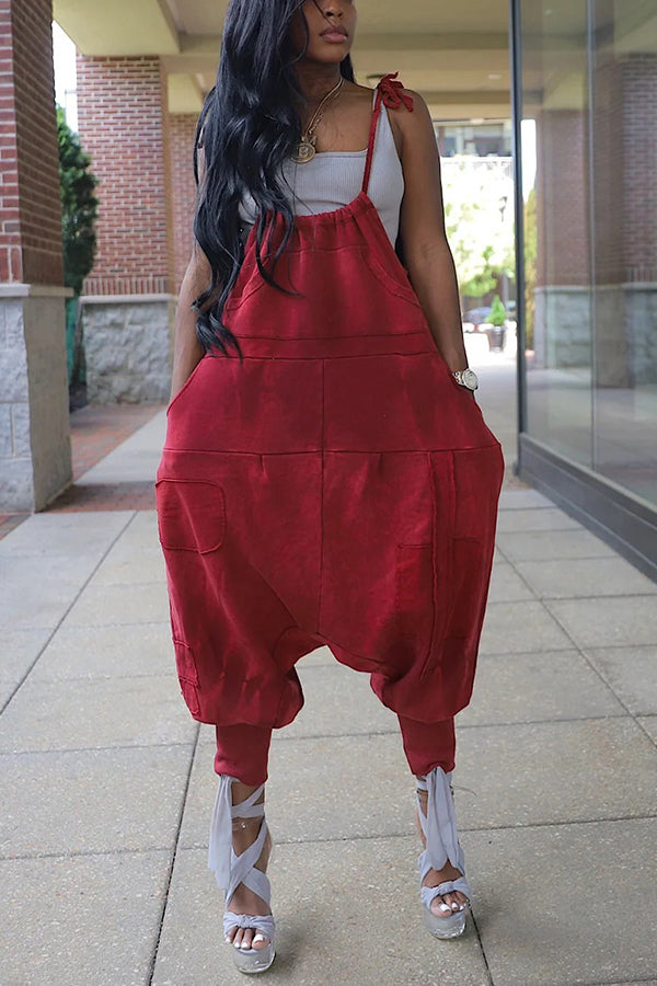 Stylish Pocket Detail Tie Dye Ankle Banded Overalls