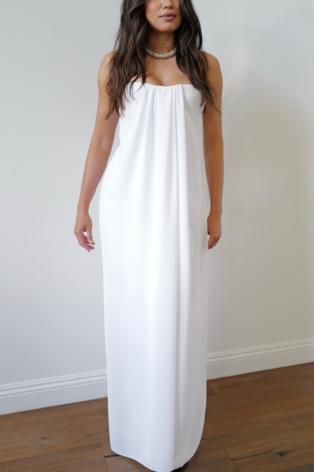 Simple Bandeau Low Cut Sleeveless Maxi Dress