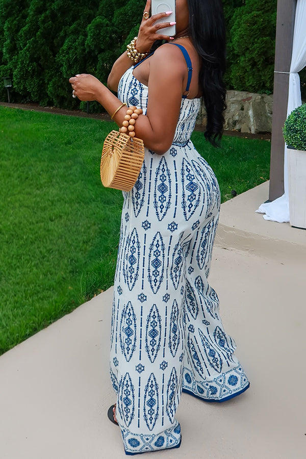 Stylish Graphic Print Camisole & Wide Leg Pants Set