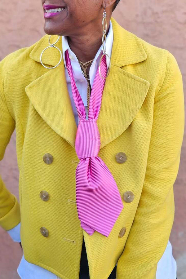 Bright Lapel Collar Double Breasted Pocket Jacket