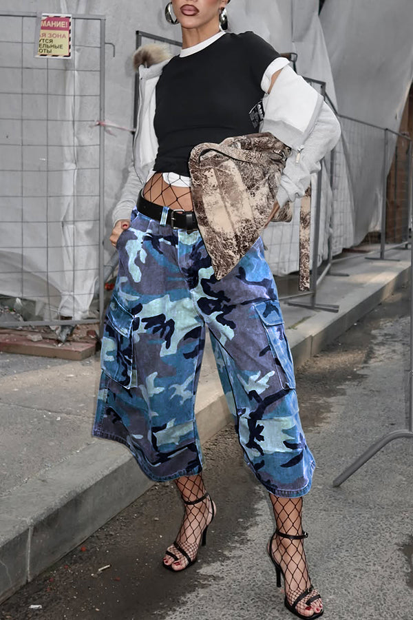 Cool Low Rise Camouflage Ankle Pants