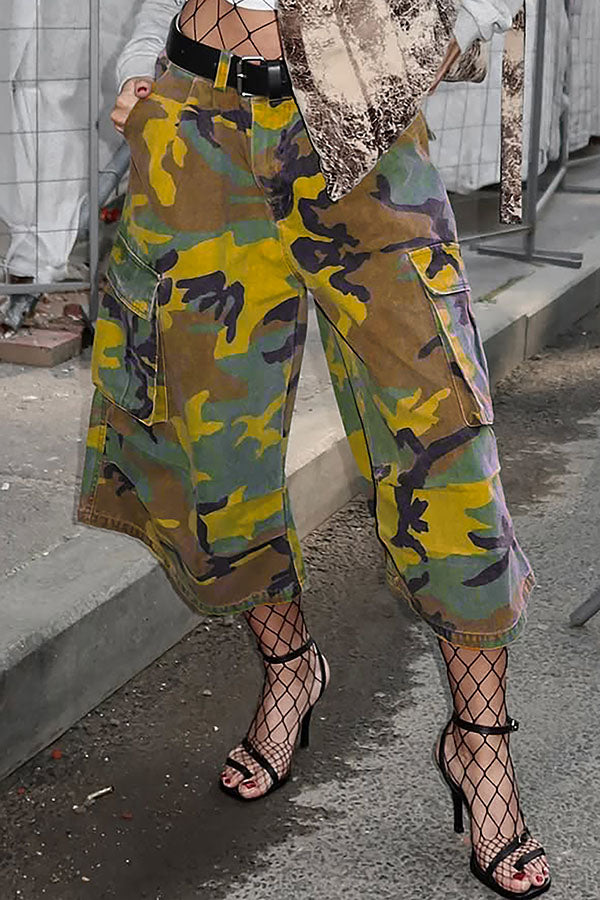 Cool Low Rise Camouflage Ankle Pants
