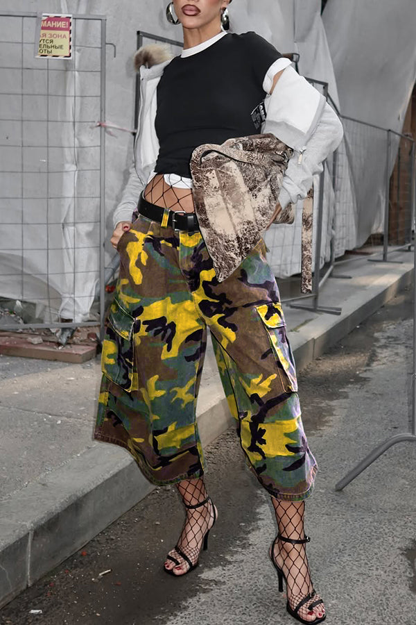 Cool Low Rise Camouflage Ankle Pants