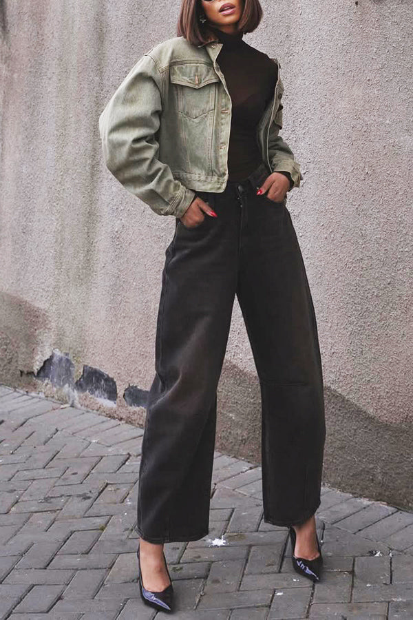 Stylish Double Pocket Short Denim Jacket