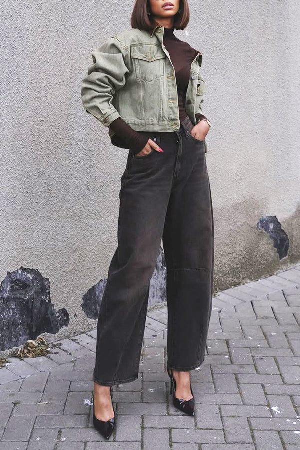 Stylish Double Pocket Short Denim Jacket