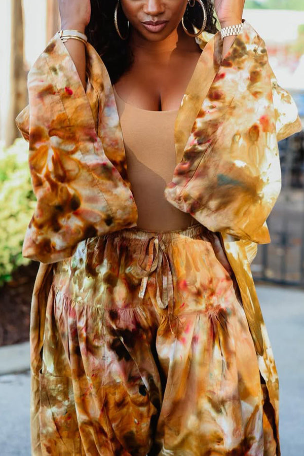 Stylish Tie Dye Wide Sleeve Cardigan