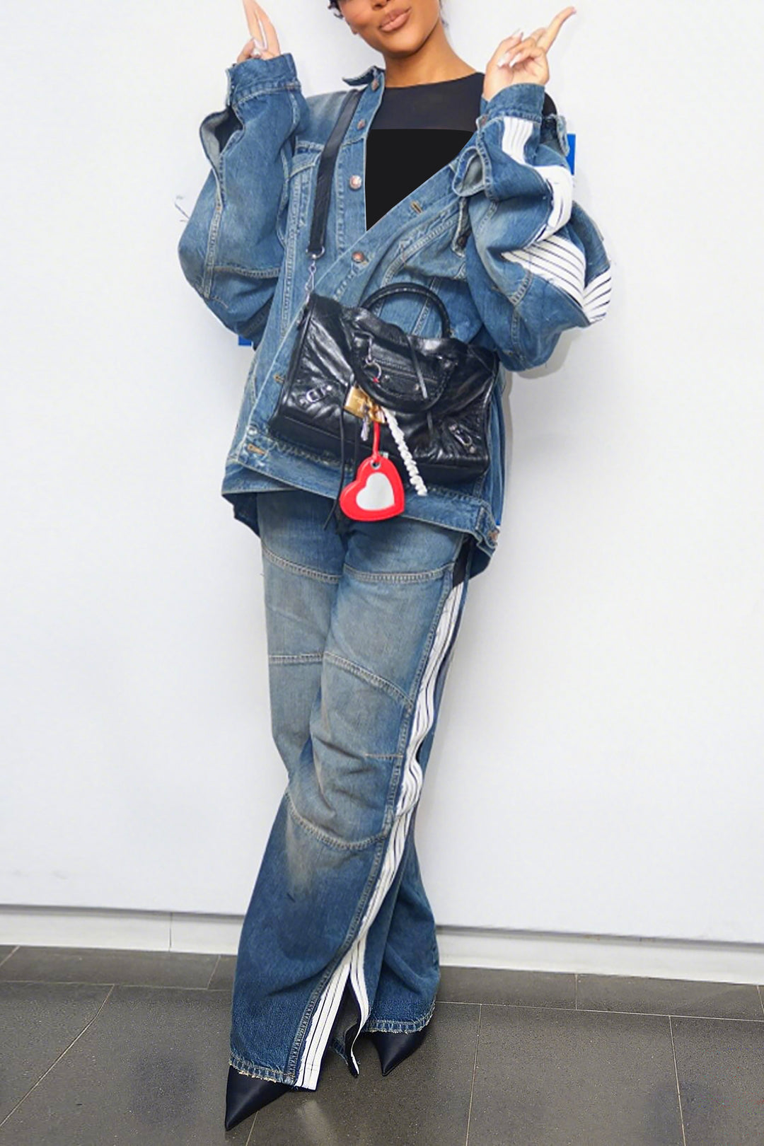Street Style Geometric Print Denim Jacket