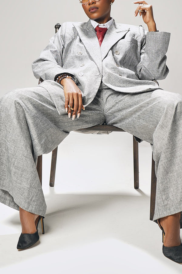 Smart Blazer & Wide Leg Suit Pants Set