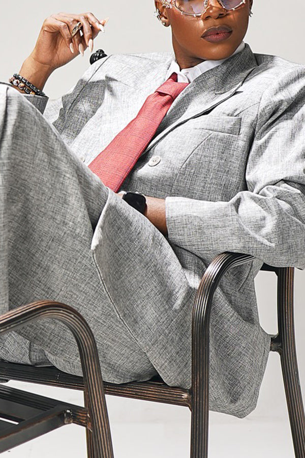Smart Blazer & Wide Leg Suit Pants Set