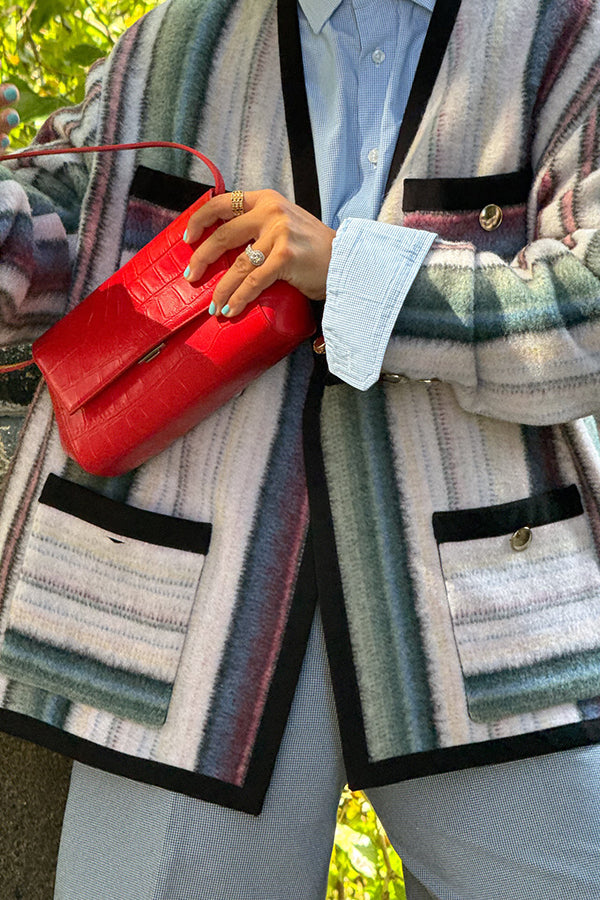 Casual Woolen Printed Multi Pocket Jacket