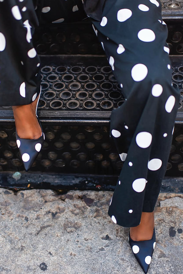 Stylish Polka Dot Print Shirt & Camisole & Pants Set