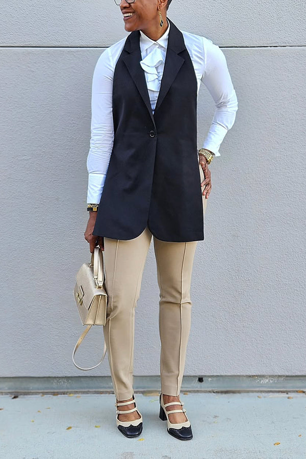 Versatile Lapel Halterneck Hollow Back Vest