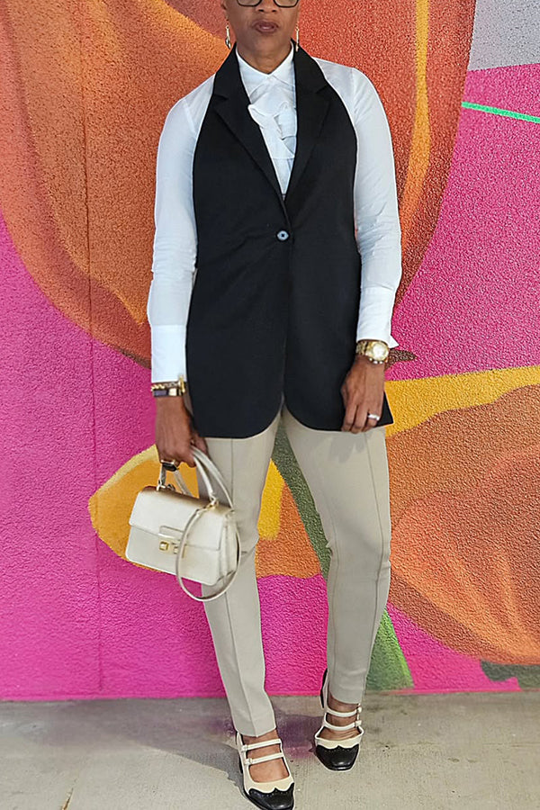 Versatile Lapel Halterneck Hollow Back Vest