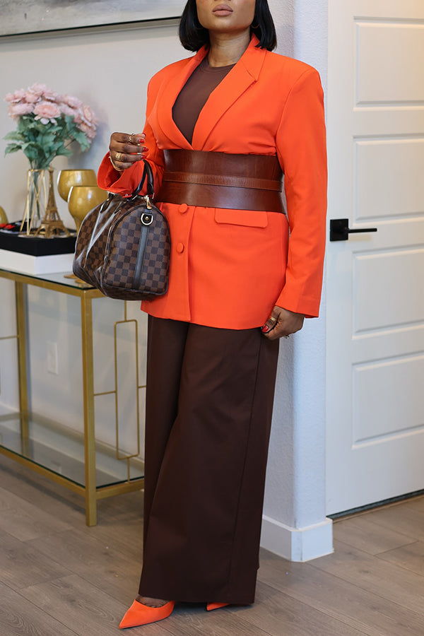Stunning Waist Cincher Blazer & Wide Leg Pants Set