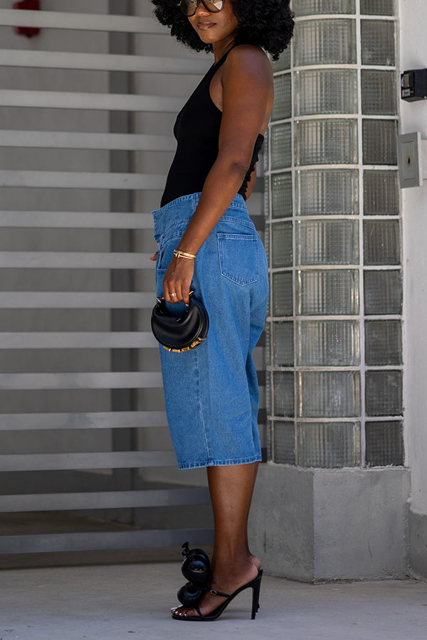 Street Style Patchwork High Rise Cropped Jeans