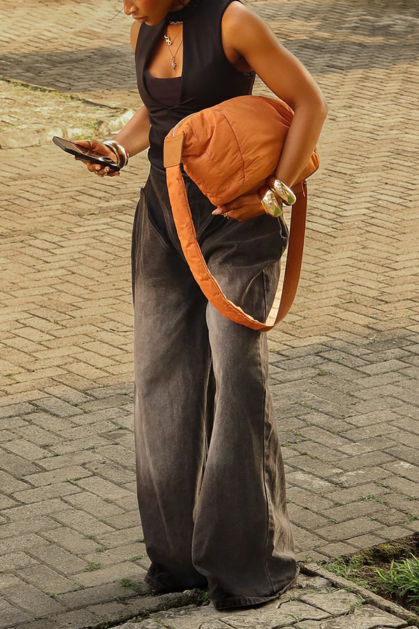 Cool Bleached High Waist Wide Leg Jeans