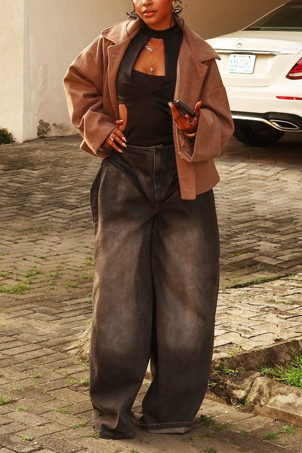 Cool Bleached High Waist Wide Leg Jeans
