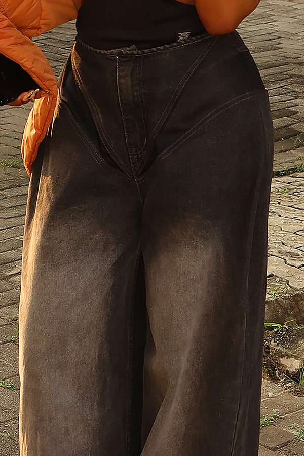 Cool Bleached High Waist Wide Leg Jeans