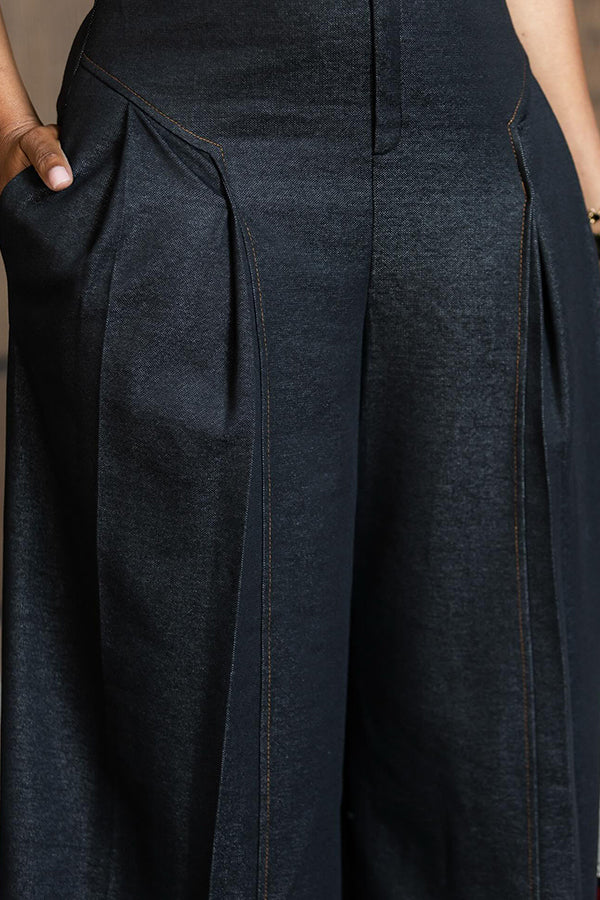 Fashionable Sleeveless Wide Leg Denim Jumpsuit