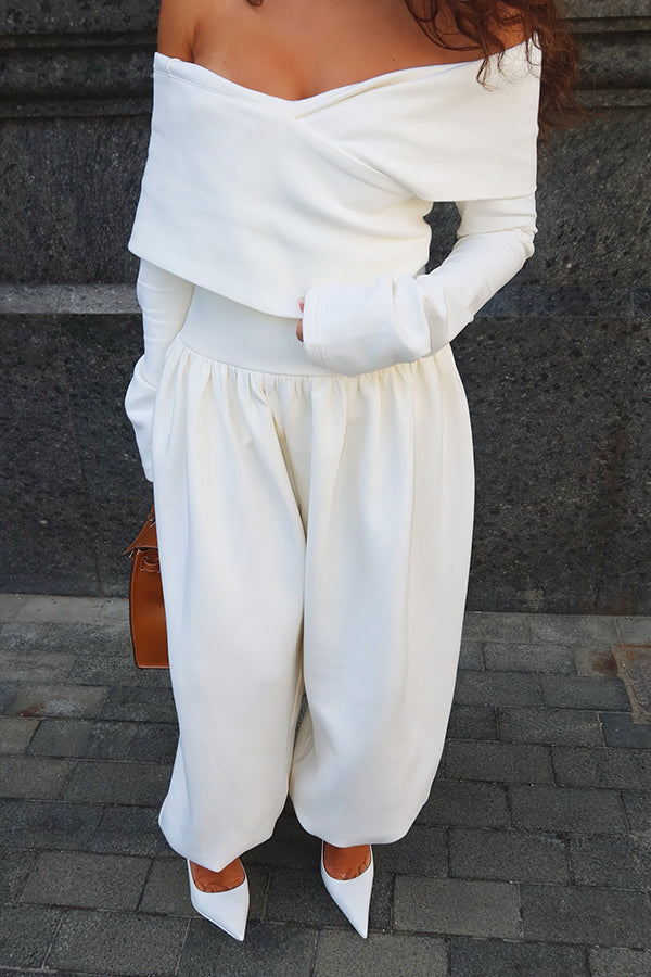 Fashionable Off Shoulder Cross Waisted Jumpsuit