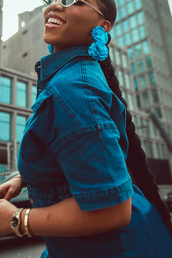 Street Style Multi Pocket Cargo Denim Jumpsuit
