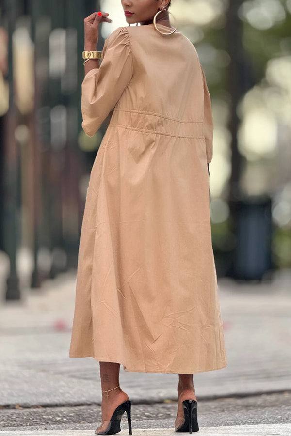 Fashionable Lacing Stretchy Waist Pleated Maxi Top