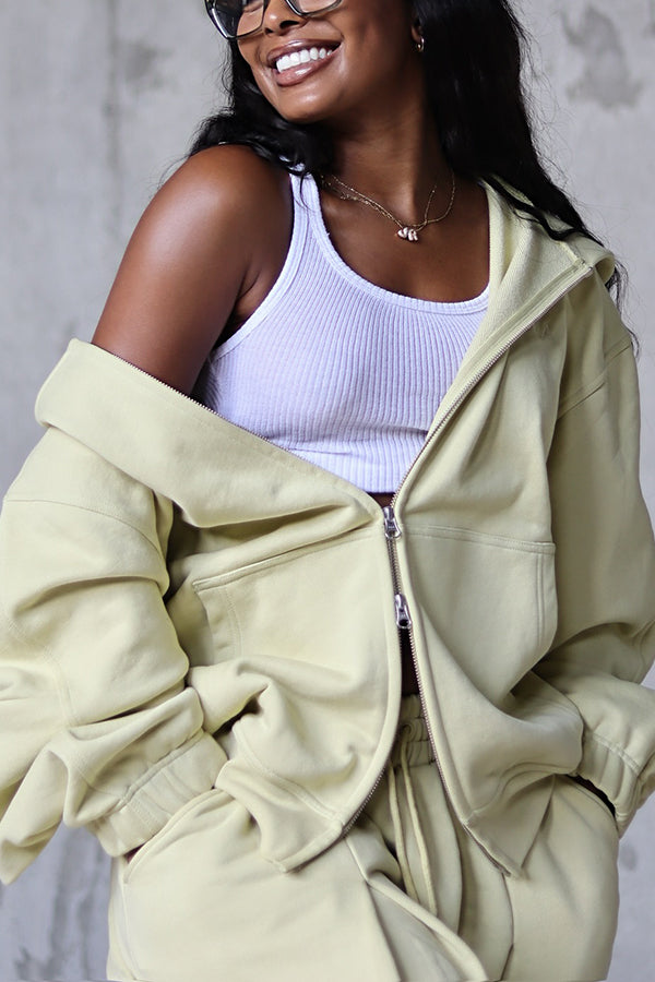 Casual Hoodie & Elastic Waist Wide Leg Pants Set