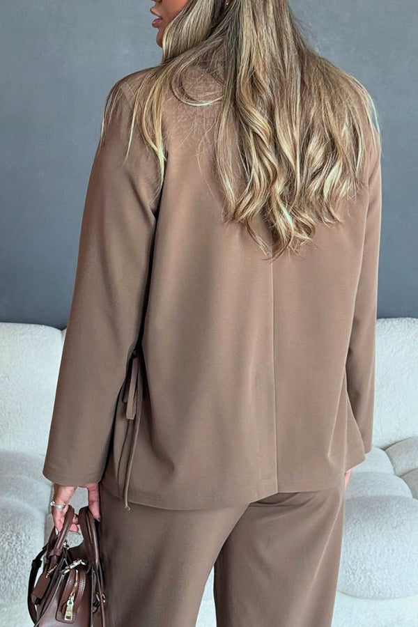 Casual Printed Blazer & Wide Leg Pants Set