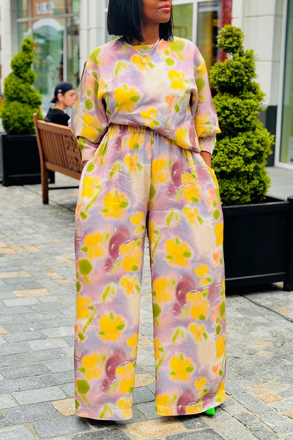 Stylish Floral Print Top & Pants Set