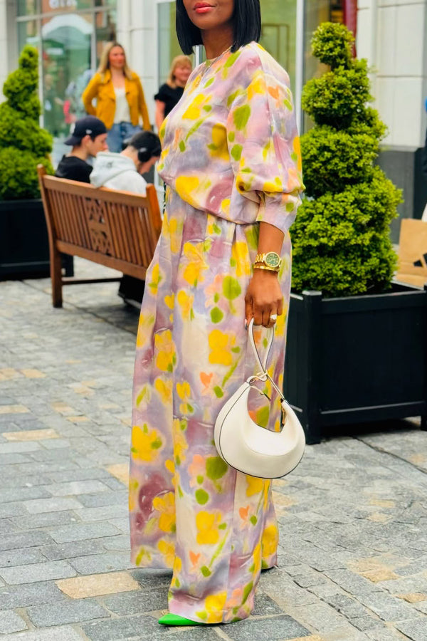Stylish Floral Print Top & Pants Set