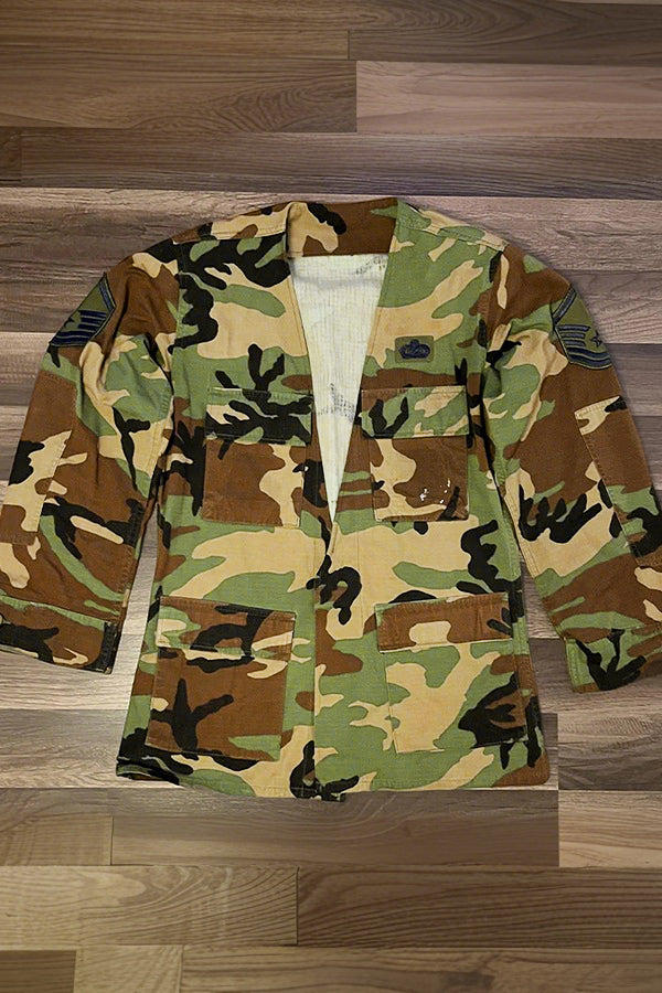 Casual Deep V-neck Multi Pocket Camouflage Jacket