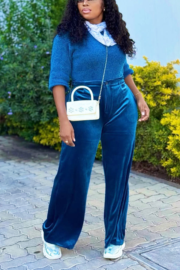 Cozy Knitted Sweater & Wide Leg Pants Set