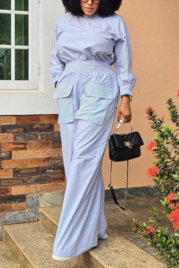 Stylish Flap Pocket Striped Jumpsuit