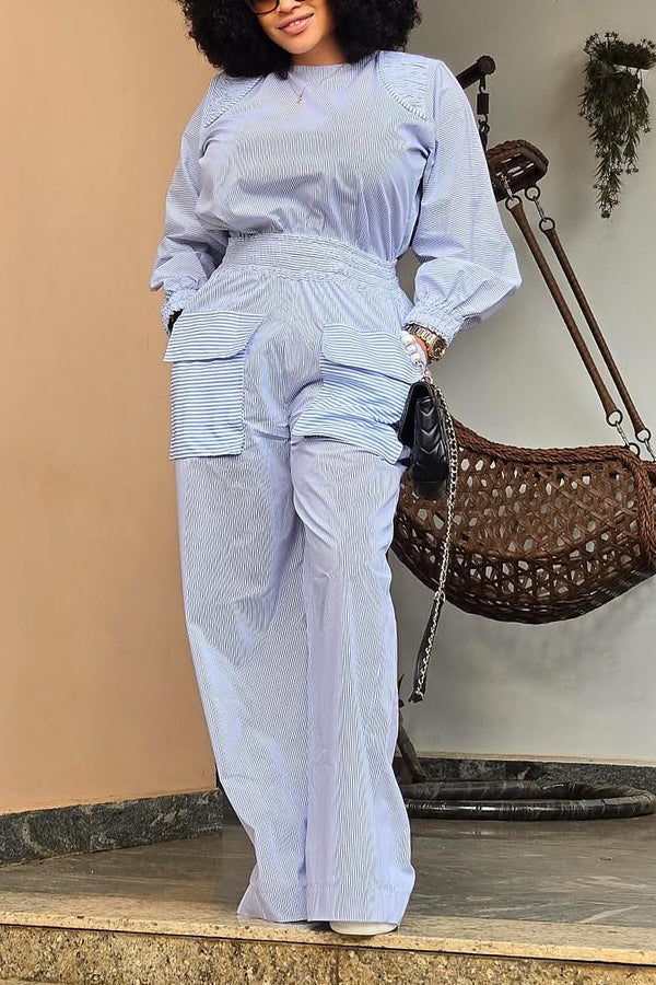 Stylish Flap Pocket Striped Jumpsuit