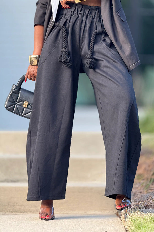 Casual Elastic High Waist Wide Leg Pants