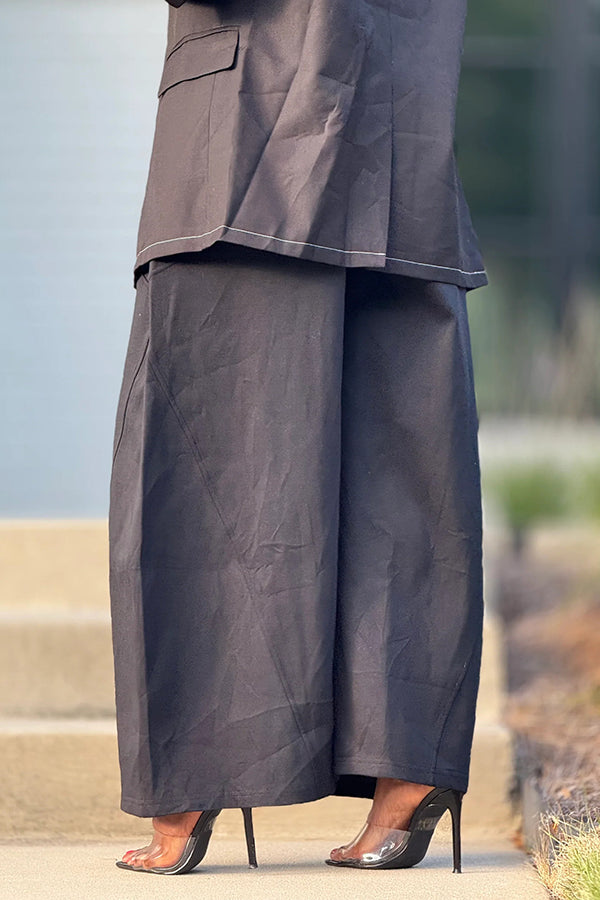 Casual Elastic High Waist Wide Leg Pants