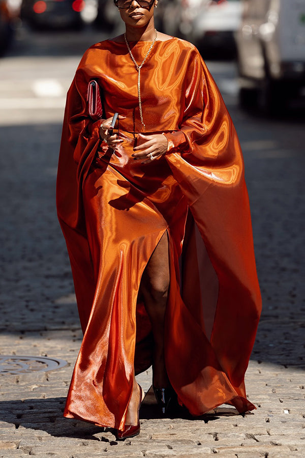 Stylish Cloak Sleeve Top & Skirt Set