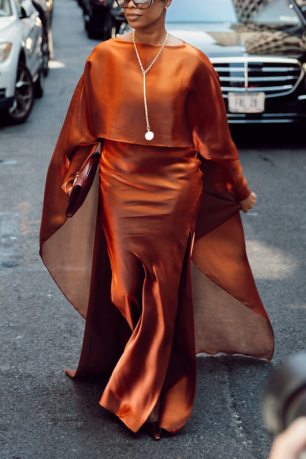 Stylish Cloak Sleeve Top & Skirt Set