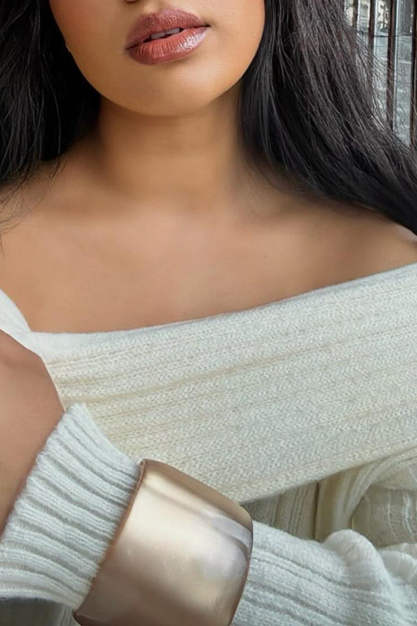 Elegant Off Shoulder Sweater & High Waist Skirt Set