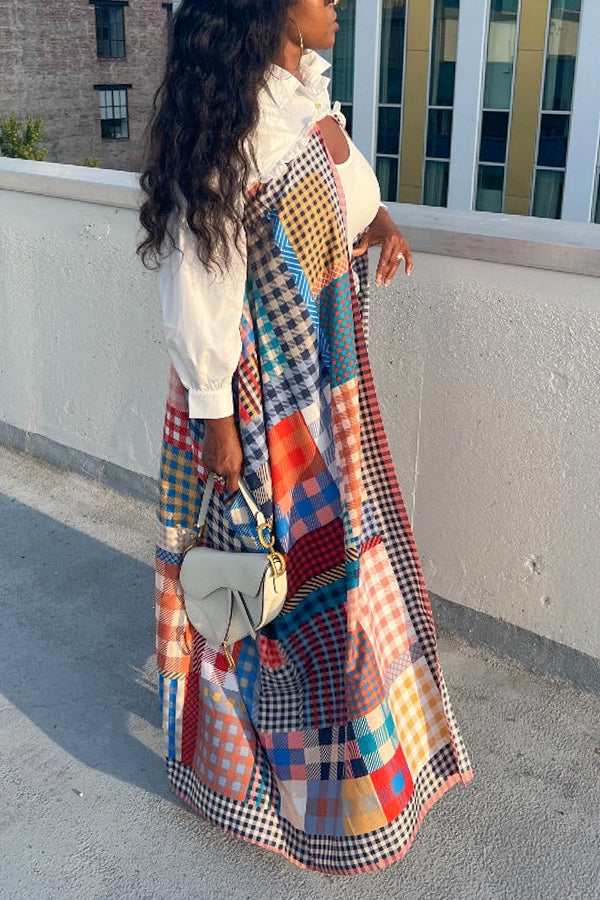 Stylish Plaid Open Front Kimono