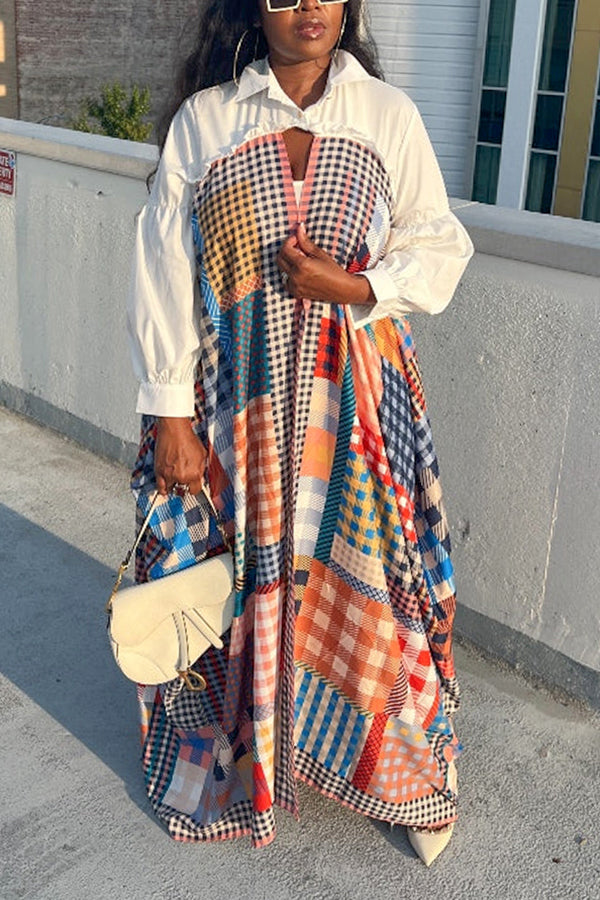 Stylish Plaid Open Front Kimono
